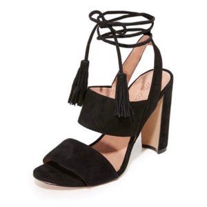 Madewell Black Suede Octavia Tassel-Tie Sandal